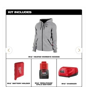 Milwaukee Heated Hoodie Kit. Women's Medium. Grey. With Battery & Charger.